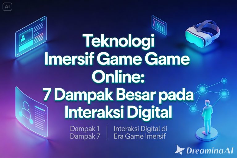 Ilustrasi teknologi imersif game online dan interaksi digital di dunia virtual