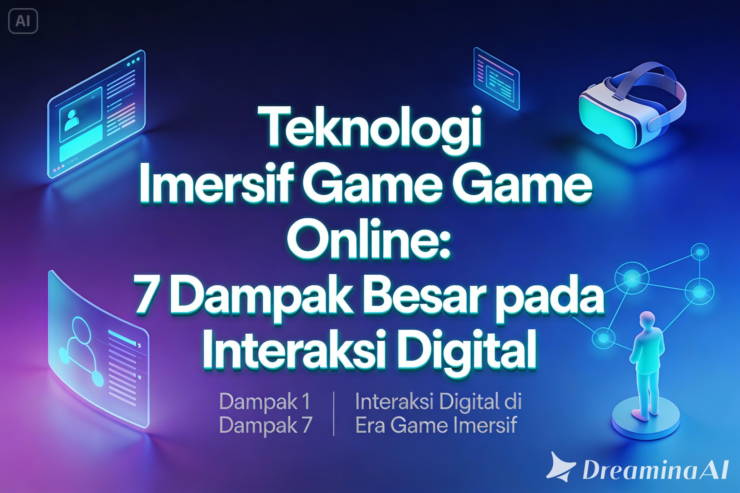 Ilustrasi teknologi imersif game online dan interaksi digital di dunia virtual