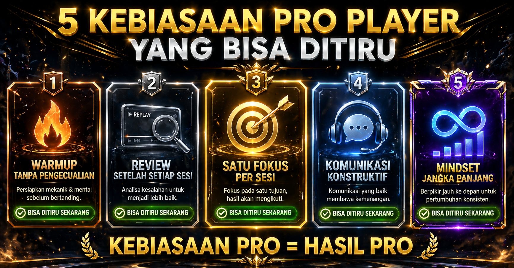 5 kebiasaan pro player yang bisa ditiru cara belajar dari pro player