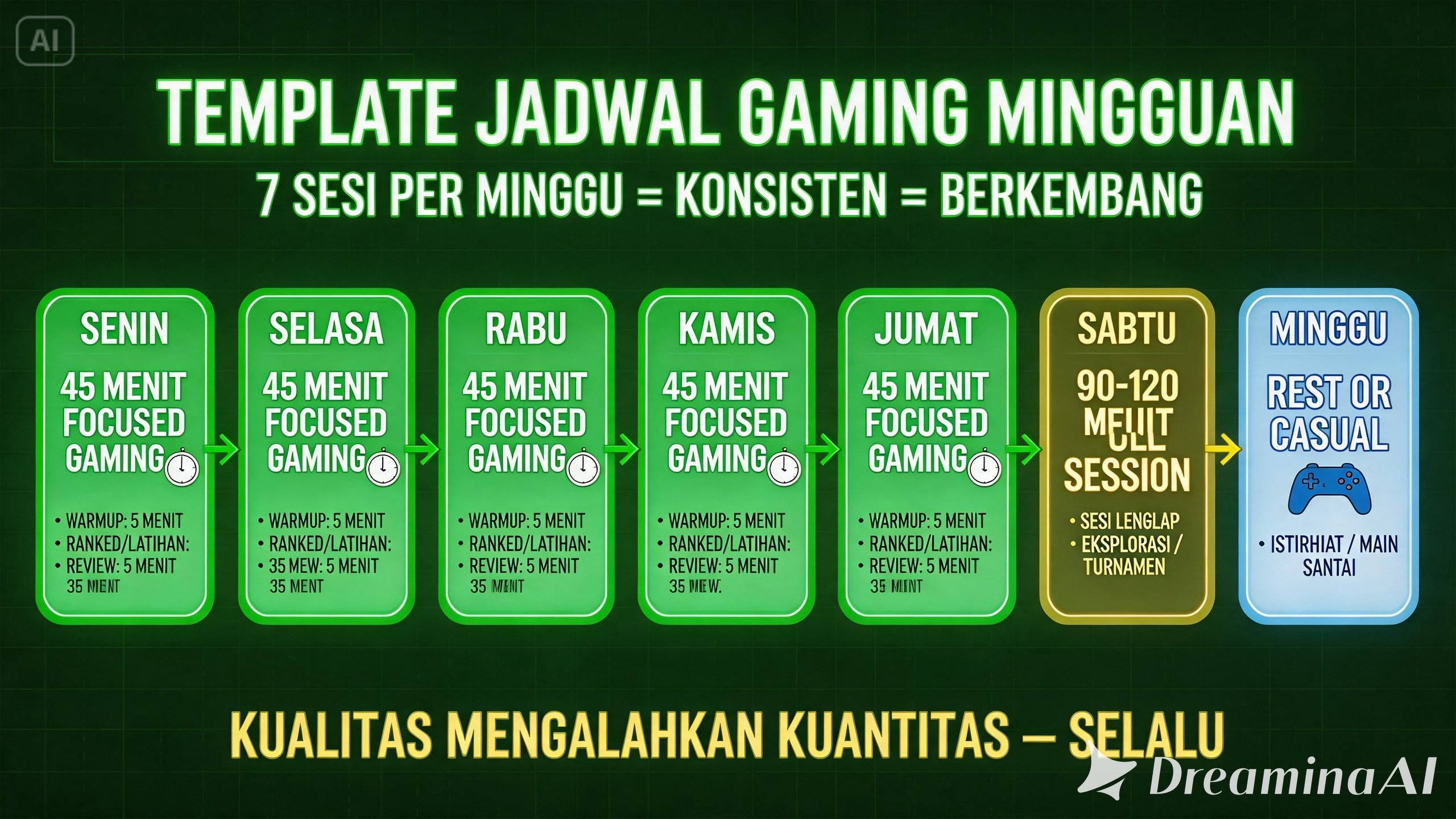template jadwal gaming mingguan cara konsisten main game di tengah kesibukan