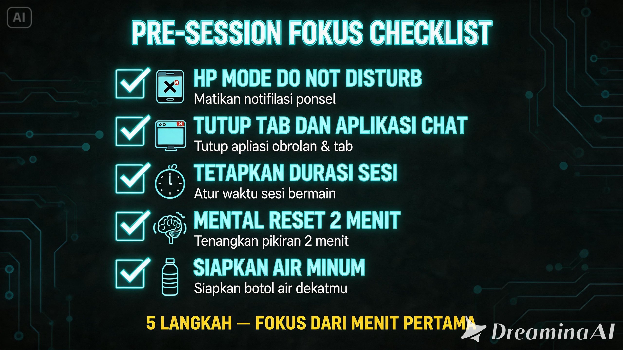 pre session fokus checklist cara fokus gaming tanpa distraksi
