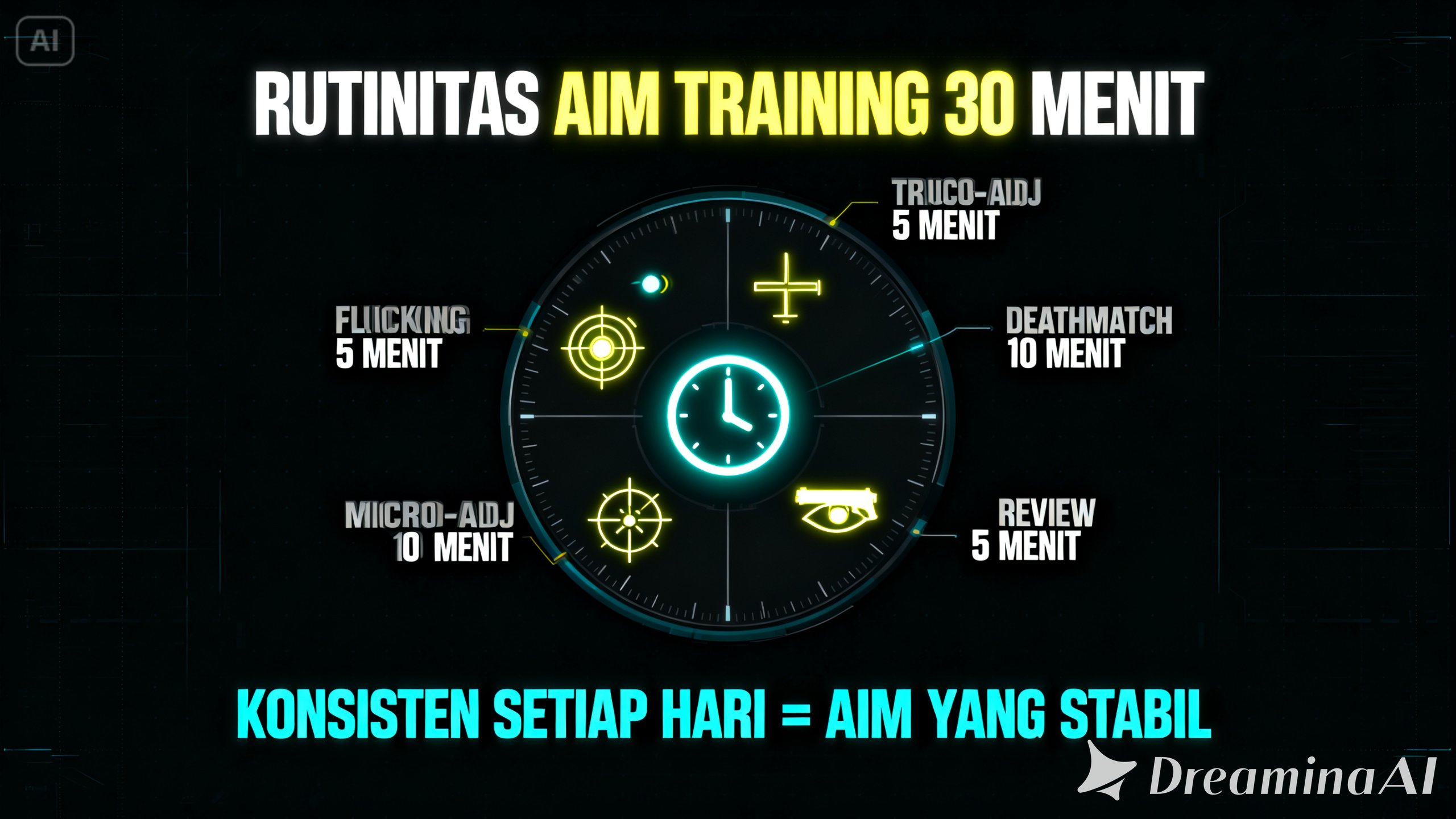 rutinitas harian cara melatih aim konsisten fps 30 menit